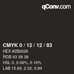 Color code: CMYK 0 / 12 / 12 / 83 | qconv.com