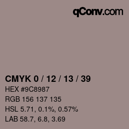 カラーコード: CMYK 0 / 12 / 13 / 39 | qconv.com