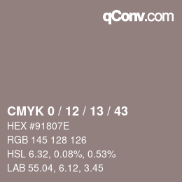カラーコード: CMYK 0 / 12 / 13 / 43 | qconv.com