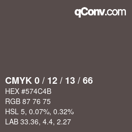Color code: CMYK 0 / 12 / 13 / 66 | qconv.com