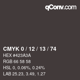 Color code: CMYK 0 / 12 / 13 / 74 | qconv.com
