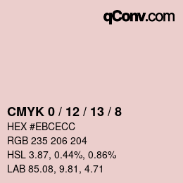 カラーコード: CMYK 0 / 12 / 13 / 8 | qconv.com