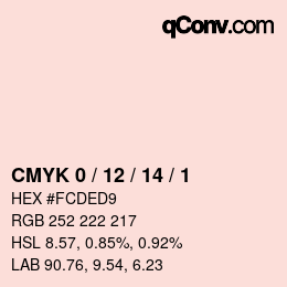 カラーコード: CMYK 0 / 12 / 14 / 1 | qconv.com