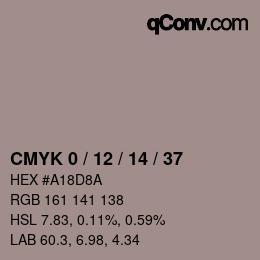 カラーコード: CMYK 0 / 12 / 14 / 37 | qconv.com