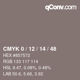 カラーコード: CMYK 0 / 12 / 14 / 48 | qconv.com