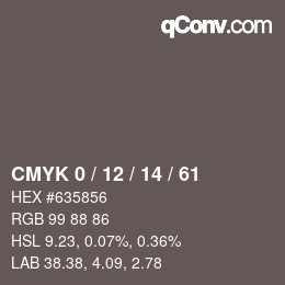 Farbcode: CMYK 0 / 12 / 14 / 61 | qconv.com