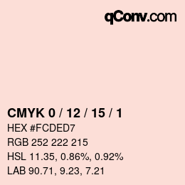カラーコード: CMYK 0 / 12 / 15 / 1 | qconv.com
