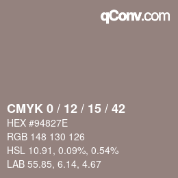 カラーコード: CMYK 0 / 12 / 15 / 42 | qconv.com