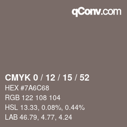 Color code: CMYK 0 / 12 / 15 / 52 | qconv.com