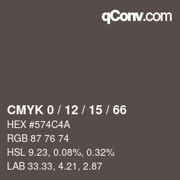 Color code: CMYK 0 / 12 / 15 / 66 | qconv.com