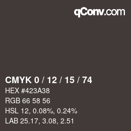 Color code: CMYK 0 / 12 / 15 / 74 | qconv.com