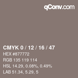 Farbcode: CMYK 0 / 12 / 16 / 47 | qconv.com