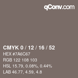 颜色代码: CMYK 0 / 12 / 16 / 52 | qconv.com