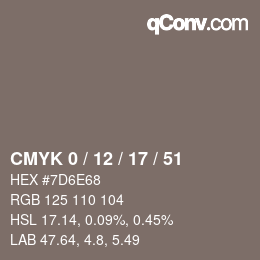颜色代码: CMYK 0 / 12 / 17 / 51 | qconv.com