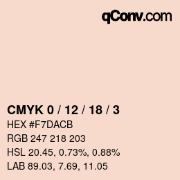 カラーコード: CMYK 0 / 12 / 18 / 3 | qconv.com
