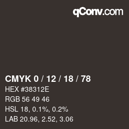 カラーコード: CMYK 0 / 12 / 18 / 78 | qconv.com