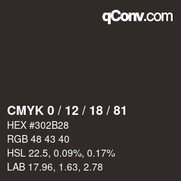 Color code: CMYK 0 / 12 / 18 / 81 | qconv.com