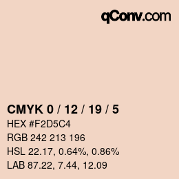 カラーコード: CMYK 0 / 12 / 19 / 5 | qconv.com