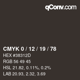 Color code: CMYK 0 / 12 / 19 / 78 | qconv.com