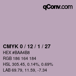 カラーコード: CMYK 0 / 12 / 1 / 27 | qconv.com