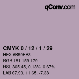 カラーコード: CMYK 0 / 12 / 1 / 29 | qconv.com