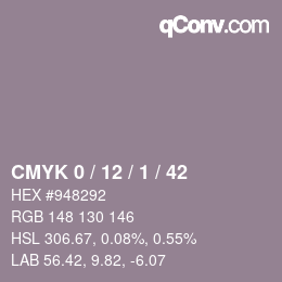 Color code: CMYK 0 / 12 / 1 / 42 | qconv.com