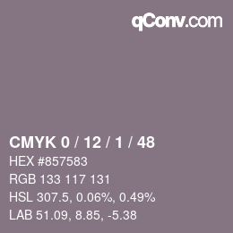 颜色代码: CMYK 0 / 12 / 1 / 48 | qconv.com