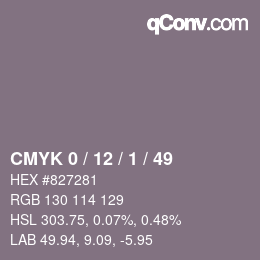 Código de color: CMYK 0 / 12 / 1 / 49 | qconv.com