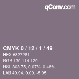 颜色代码: CMYK 0 / 12 / 1 / 49 | qconv.com