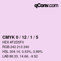 カラーコード: CMYK 0 / 12 / 1 / 5 | qconv.com