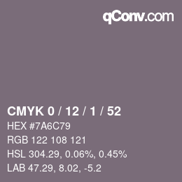 Color code: CMYK 0 / 12 / 1 / 52 | qconv.com