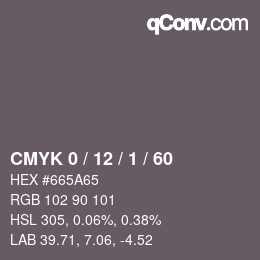 カラーコード: CMYK 0 / 12 / 1 / 60 | qconv.com