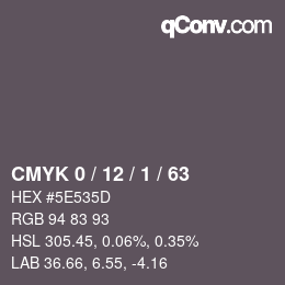 Color code: CMYK 0 / 12 / 1 / 63 | qconv.com