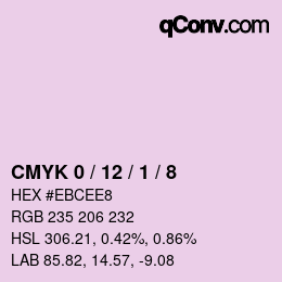 Farbcode: CMYK 0 / 12 / 1 / 8 | qconv.com