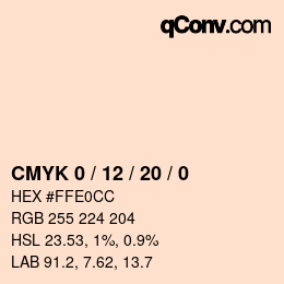 カラーコード: CMYK 0 / 12 / 20 / 0 | qconv.com