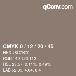 Color code: CMYK 0 / 12 / 20 / 45 | qconv.com