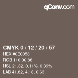 Color code: CMYK 0 / 12 / 20 / 57 | qconv.com