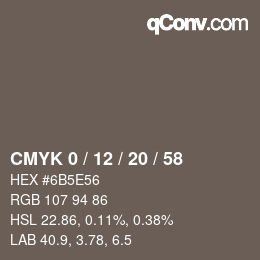 Color code: CMYK 0 / 12 / 20 / 58 | qconv.com