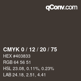 Color code: CMYK 0 / 12 / 20 / 75 | qconv.com