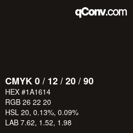 Color code: CMYK 0 / 12 / 20 / 90 | qconv.com