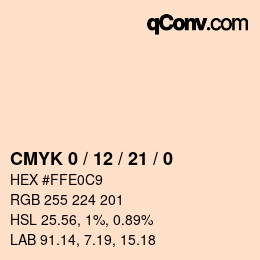 カラーコード: CMYK 0 / 12 / 21 / 0 | qconv.com