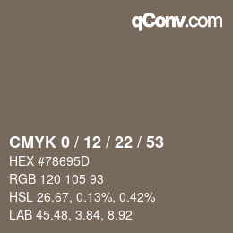 Color code: CMYK 0 / 12 / 22 / 53 | qconv.com