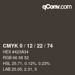 Color code: CMYK 0 / 12 / 22 / 74 | qconv.com