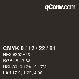 Color code: CMYK 0 / 12 / 22 / 81 | qconv.com