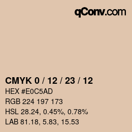 カラーコード: CMYK 0 / 12 / 23 / 12 | qconv.com