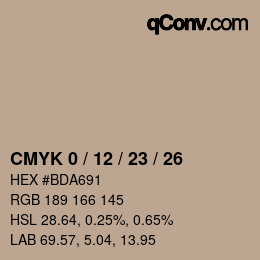 カラーコード: CMYK 0 / 12 / 23 / 26 | qconv.com