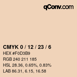 カラーコード: CMYK 0 / 12 / 23 / 6 | qconv.com