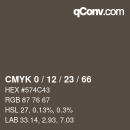 Color code: CMYK 0 / 12 / 23 / 66 | qconv.com