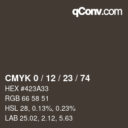 Color code: CMYK 0 / 12 / 23 / 74 | qconv.com