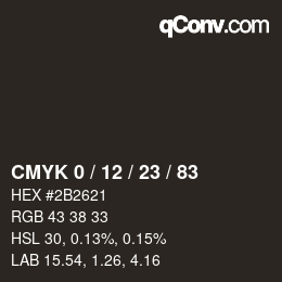 Color code: CMYK 0 / 12 / 23 / 83 | qconv.com